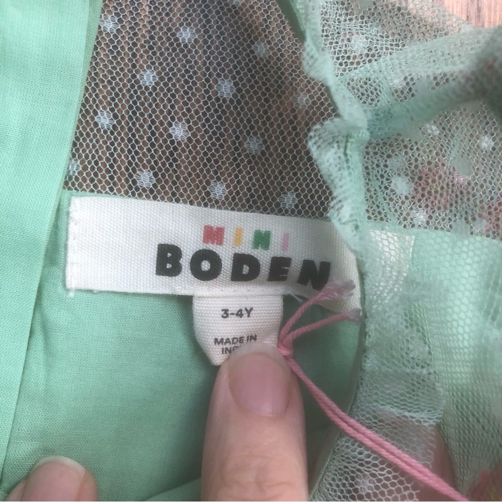 NEW Mini Boden Scallop Hem Tulle Dress in Pistachio Green 3-4 Years - Picture 6 of 8